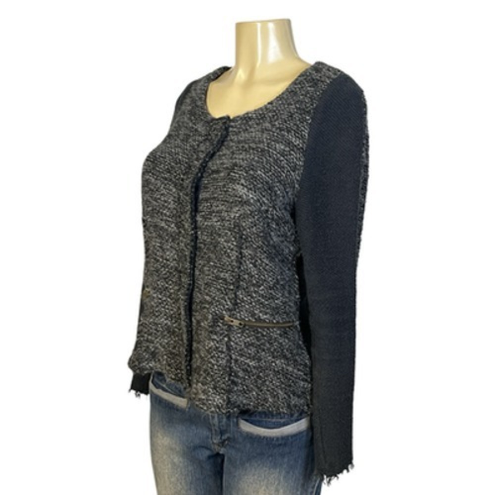 Cartonnier Jacket Womens Large Gray Tweed Metallic Raw‎ Hem Anthropologie